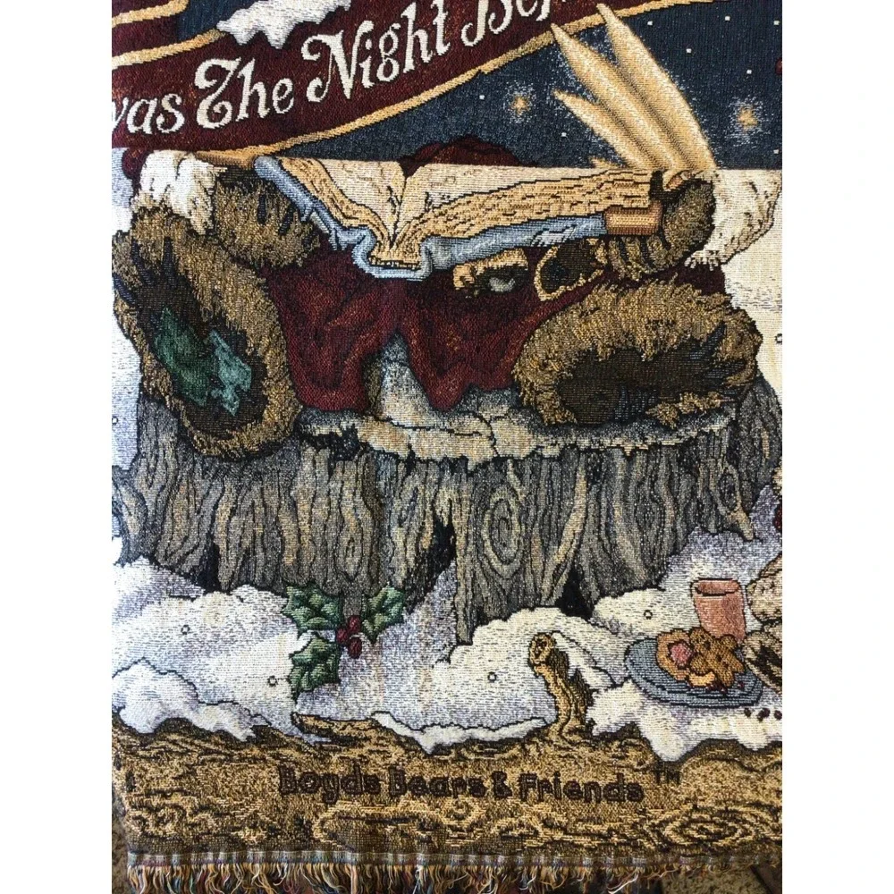 Vintage Boyds Bears & Friends Tapestry Throw Night Before Christmas 64
